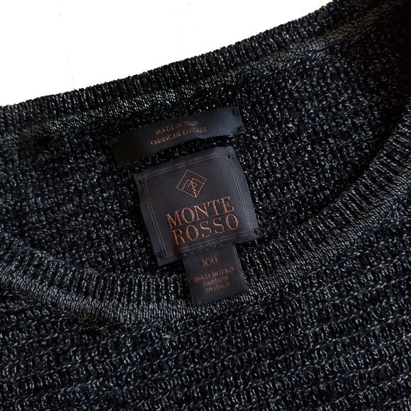 MONTE ROSSO textured pullover casual knit crewneck sweater heathered black XXL - Picture 4 of 6